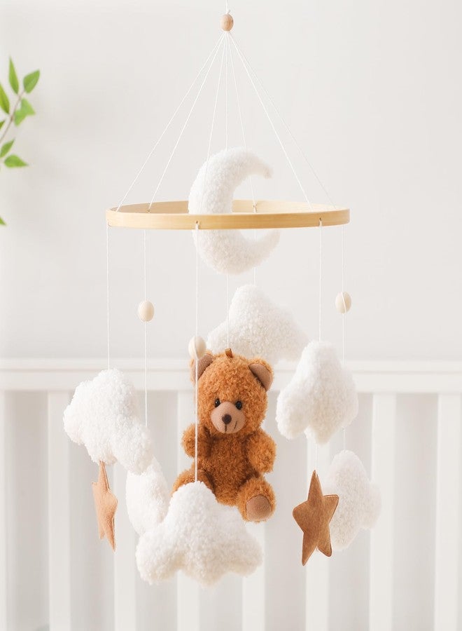 let's make Baby Mobile for Crib Bear Cloud Crib Mobile Handmade Furry Nursery Mobile Gender Neutral Crib Toy Hanging for Nursery Decor Accessories - Image 1